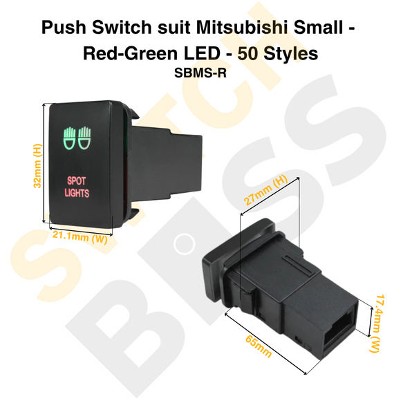 Push Switch suit Mitsubishi Small - Red-Green LED - 50 Styles