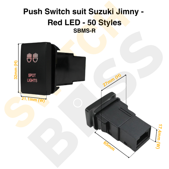 Push Switch suit Suzuki Jimny - Red LED - 50 Styles