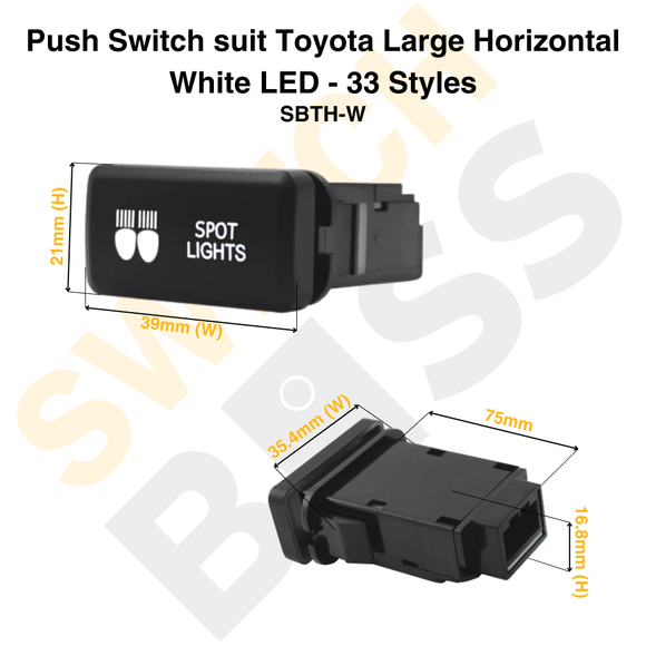Push Switch suit Toyota Large Horizontal - White LED - 33 Styles