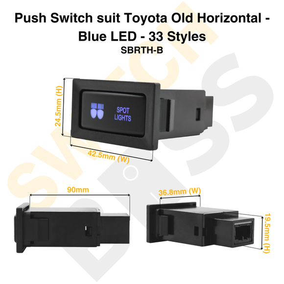 Push Switch suit Toyota Old Horizontal - Blue LED - 33 Styles