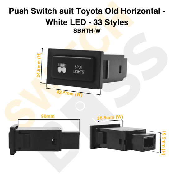 Push Switch suit Toyota Old Horizontal - White LED - 33 Styles