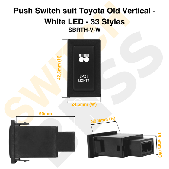 Push Switch suit Toyota Old Vertical - White LED - 33 Styles