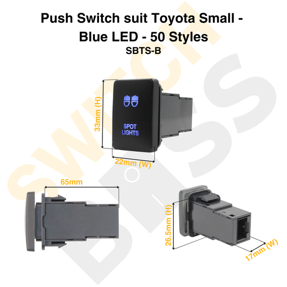 Push Switch suit Toyota Small - Blue LED - 50 Styles