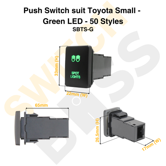 Push Switch suit Toyota Small - Green LED - 50 Styles