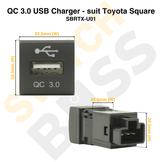 QC 3.0 USB Charger - suit Toyota Square