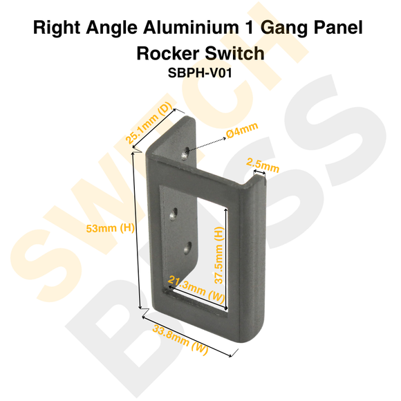 Right Angle Aluminium 1 Gang Panel - Rocker Switch