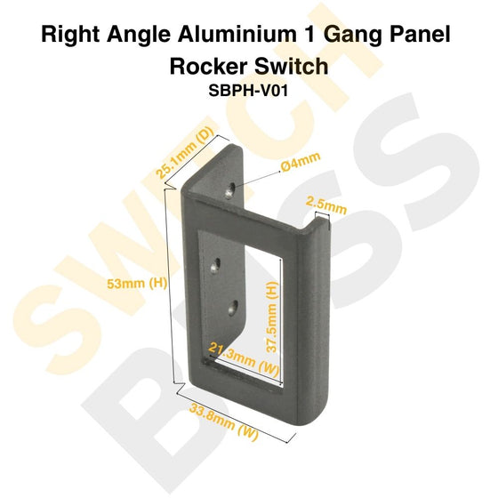 Sizing Guide Right Angle Aluminium 1 Gang Panel
Rocker Switch