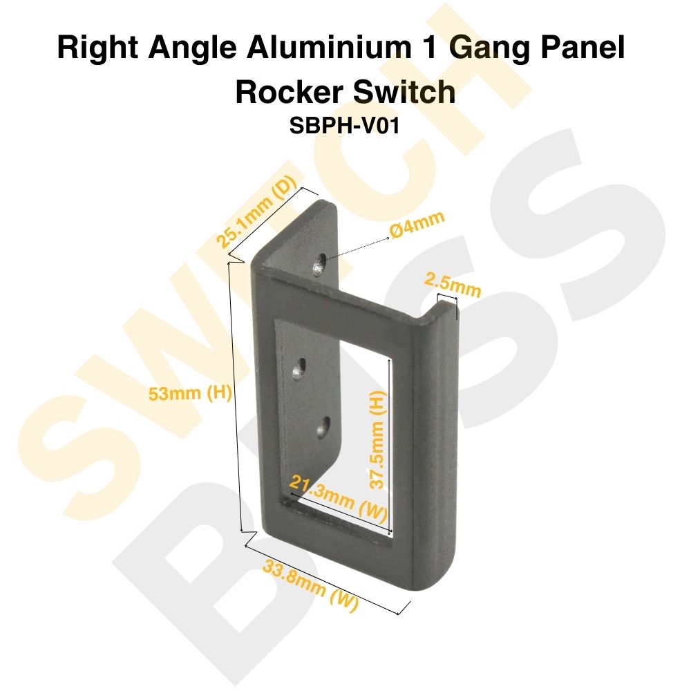 Right Angle Aluminium 1 Gang Panel to suit Rocker Switches | Switch Boss