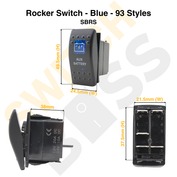 Rocker Switch - Blue - 93 Styles