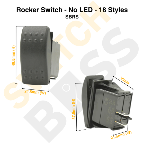 Rocker Switch - No LED - 18 Styles