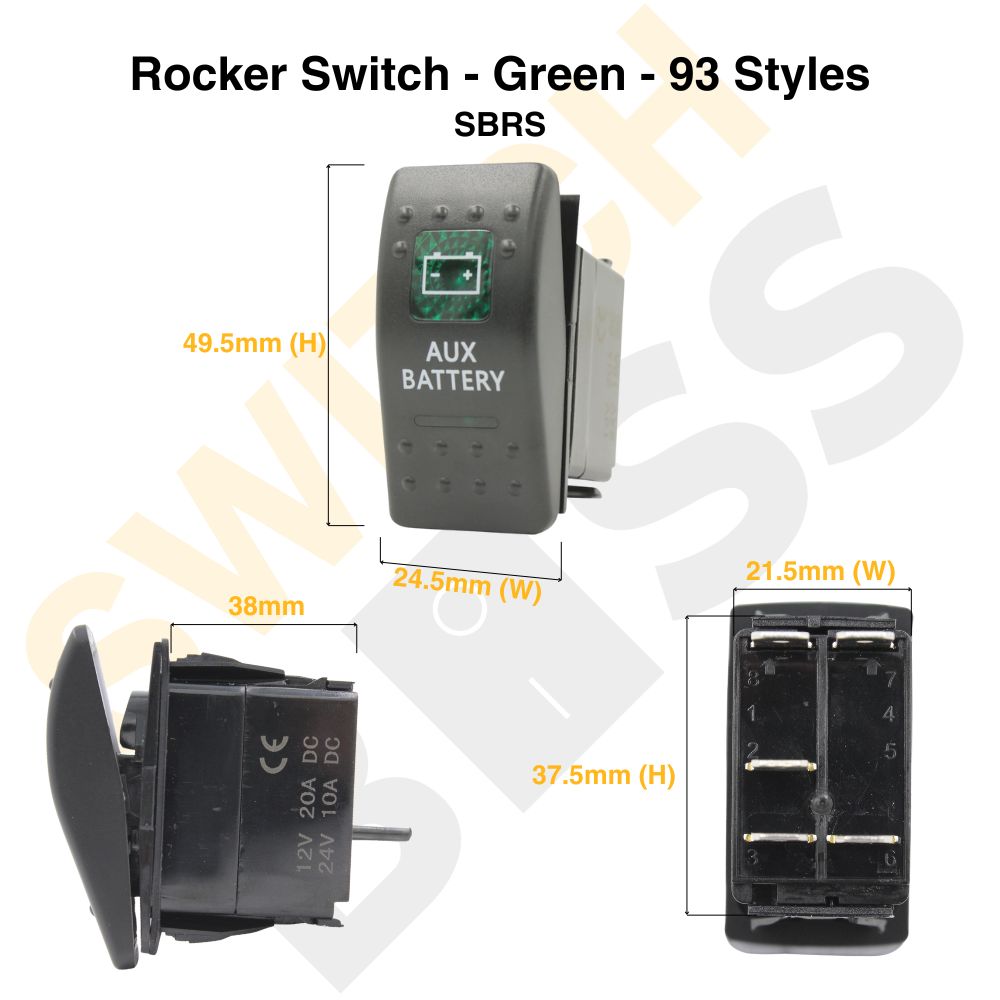 Rocker Switch - Green - 93 Styles