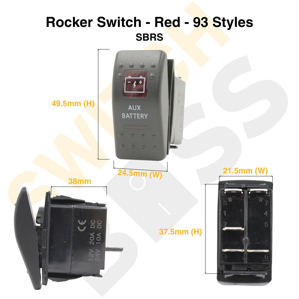 Rocker Switch - Red - 93 Styles
