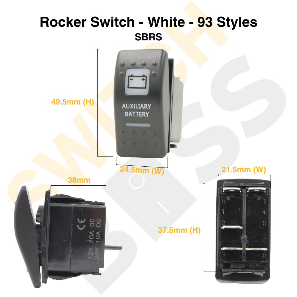 Rocker Switch - White - 93 Styles