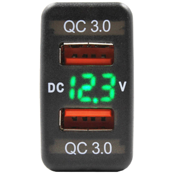 Dual QC USB + Volt Meter - suit Toyota Large