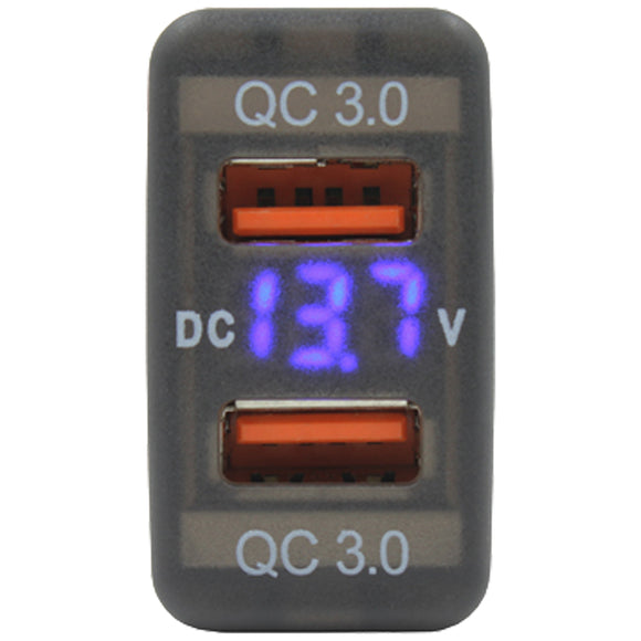 Dual QC USB + Volt Meter - suit Toyota Large