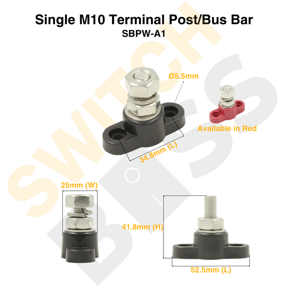 Single M10 Terminal Post/Bus Bar
