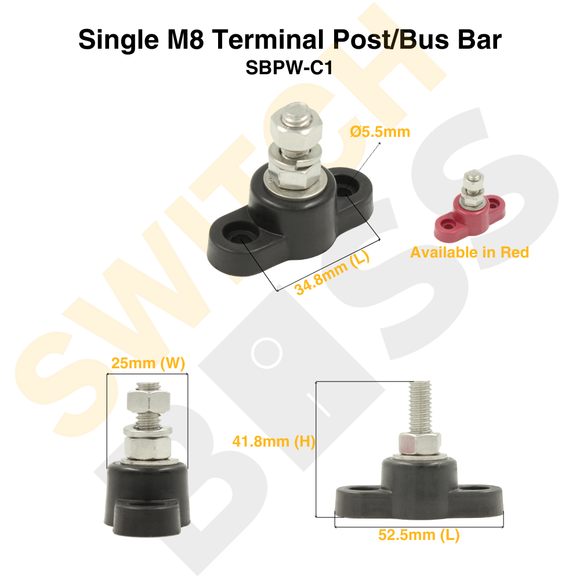 Single M8 Terminal Post/Bus Bar