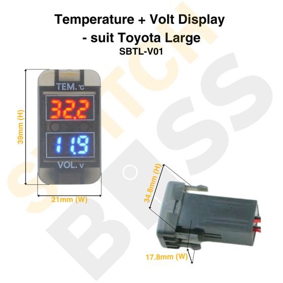 Temperature + Volt Display - suit Toyota Large