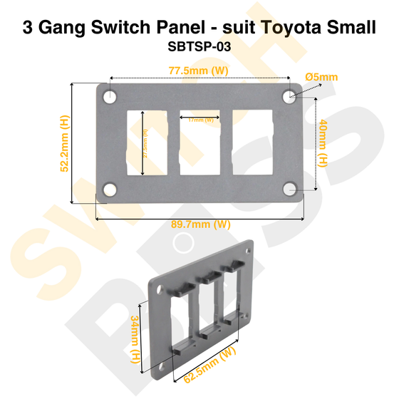 3 Gang Switch Panel - suit Toyota Small