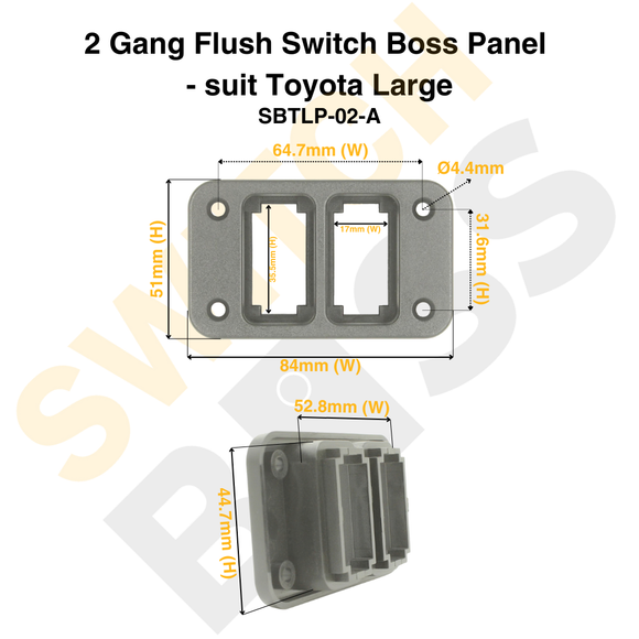 2 Gang Flush Switch Boss Panel - suit Toyota Large