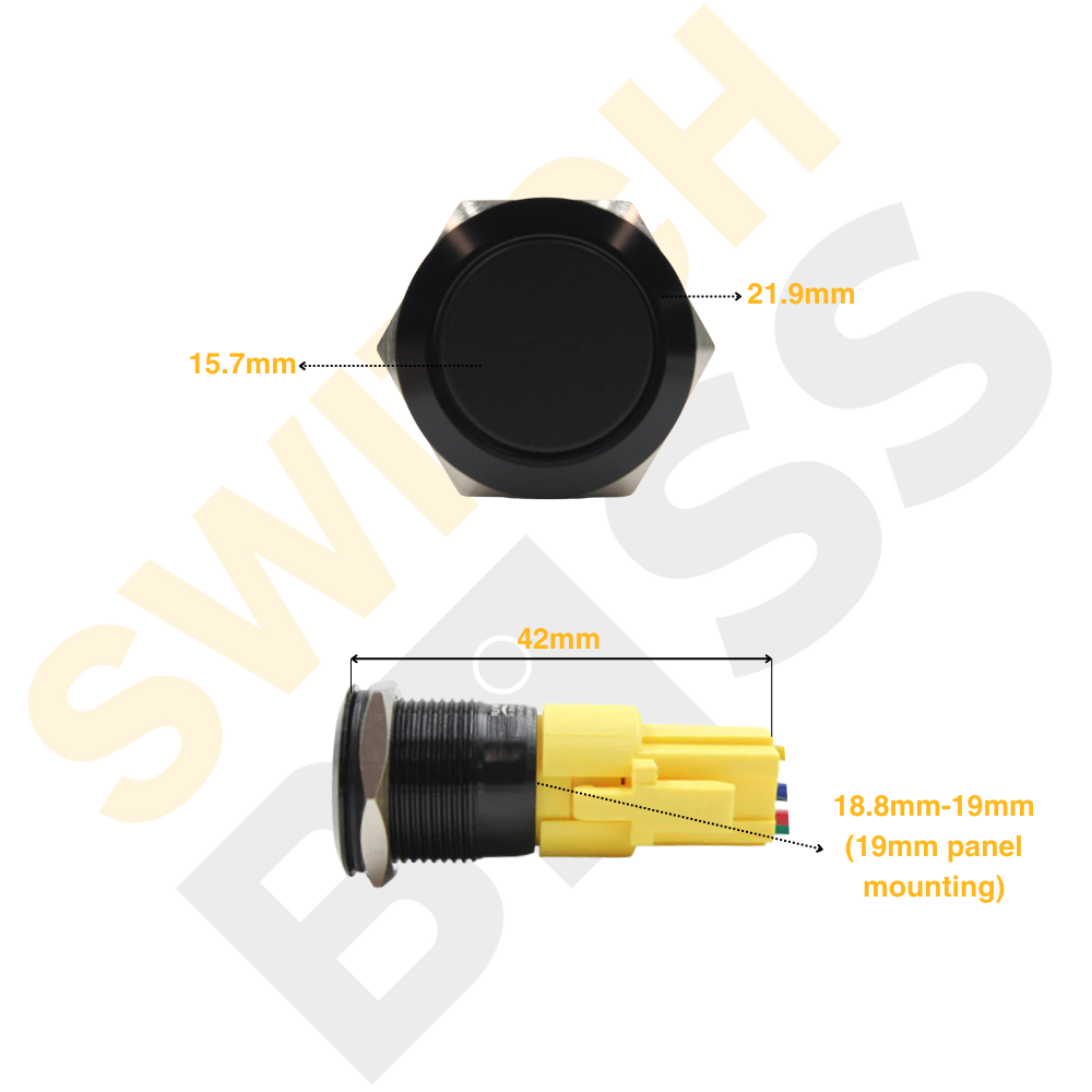Custom Laser Etched 19mm Push Switch/Centre LED (X19 Series) - 0