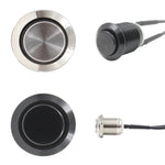 12mm Aluminium (On)-Off Push Button Switch (Pre-Wired)