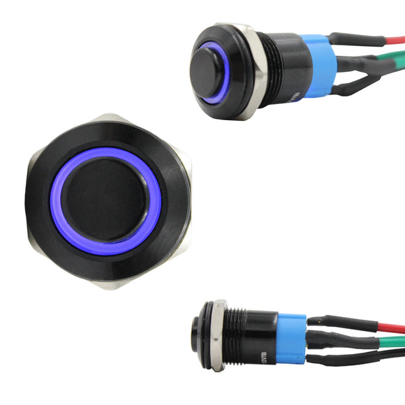 12mm Latching Push Button Switch with LED (Pre-Wired)