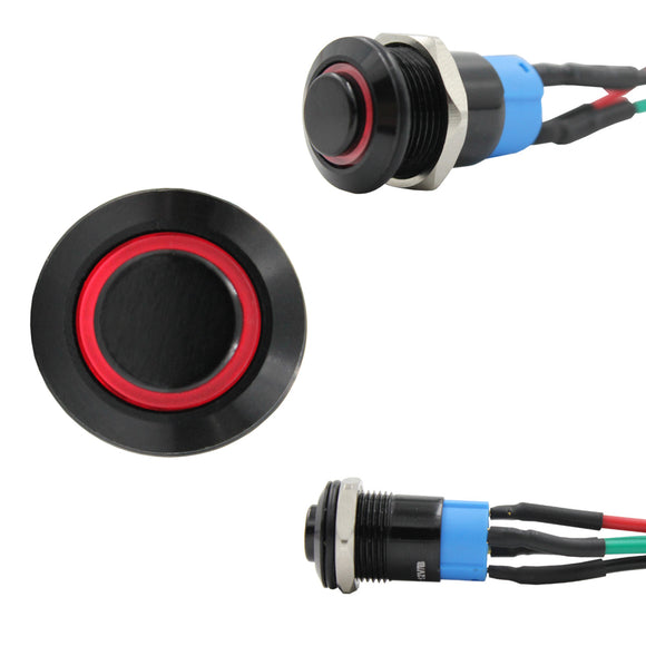 12mm Latching Push Button Switch with LED (Pre-Wired)