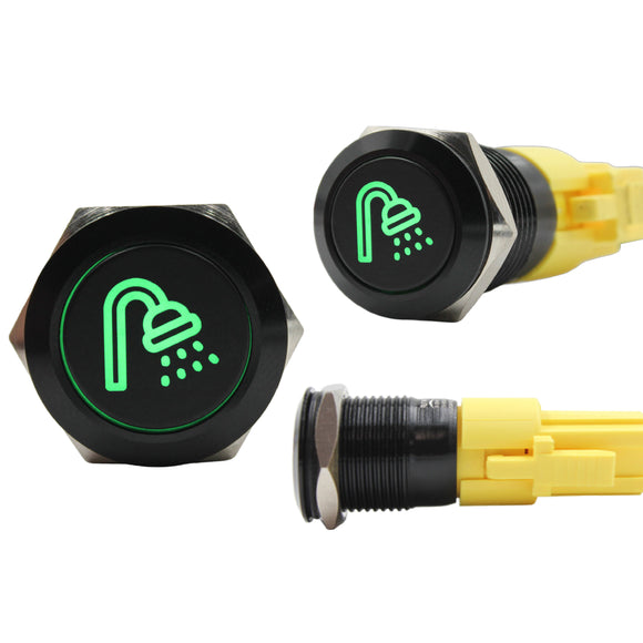 Push Button Switch with Centre Blue LED Shower