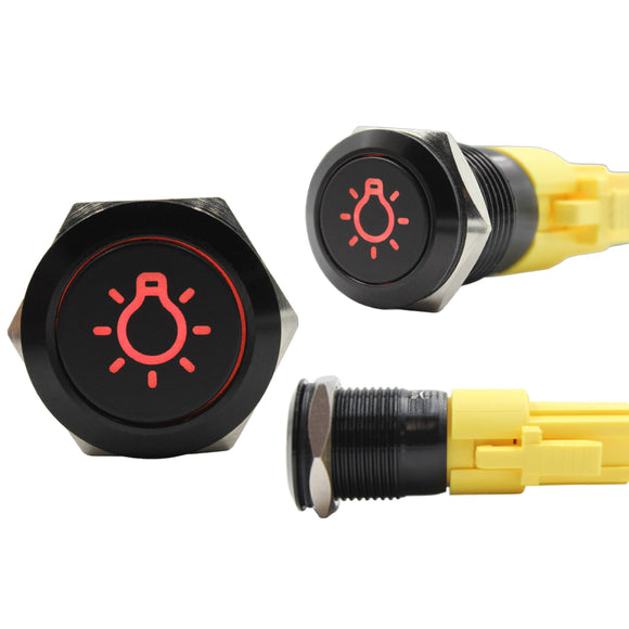 Push Button Switch with Centre Blue LED Lights 1