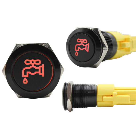 Push Button Switch with Centre Blue LED Water