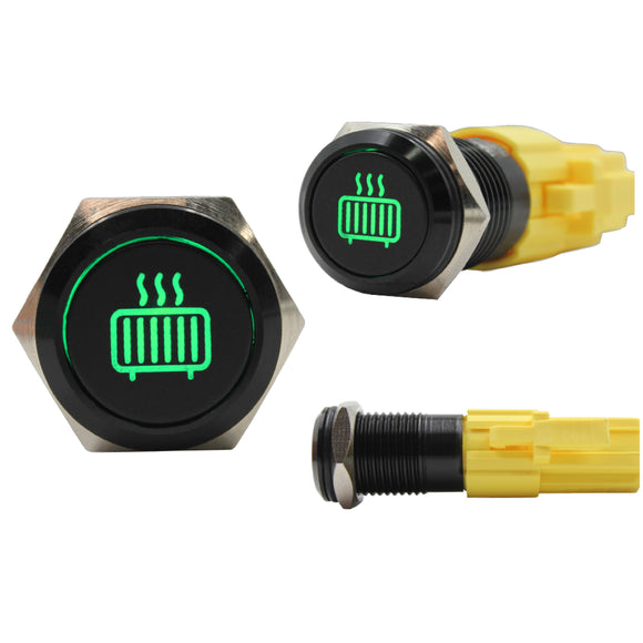 Laser Etched 16mm Green LED heater