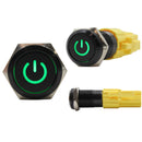 Laser Etched 16mm Green LED Power