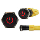 Laser Etched 16mm Red LED Power