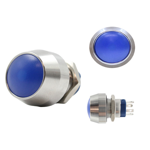 12mm Round Stainless Dome Push Switch Blue LED