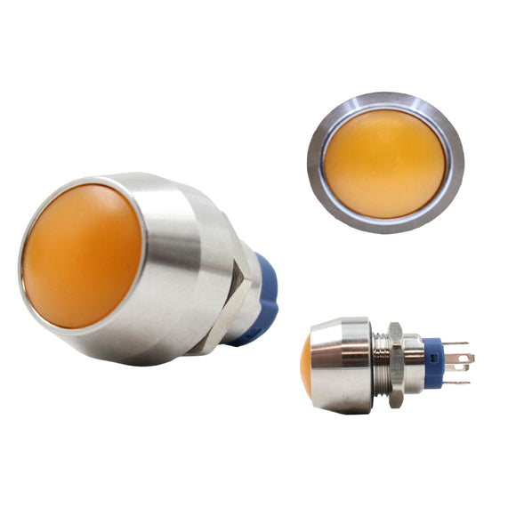 12mm Round Stainless Push Button Switch Orange LED