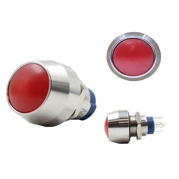 12mm Round Stainless Button Switch Red LED