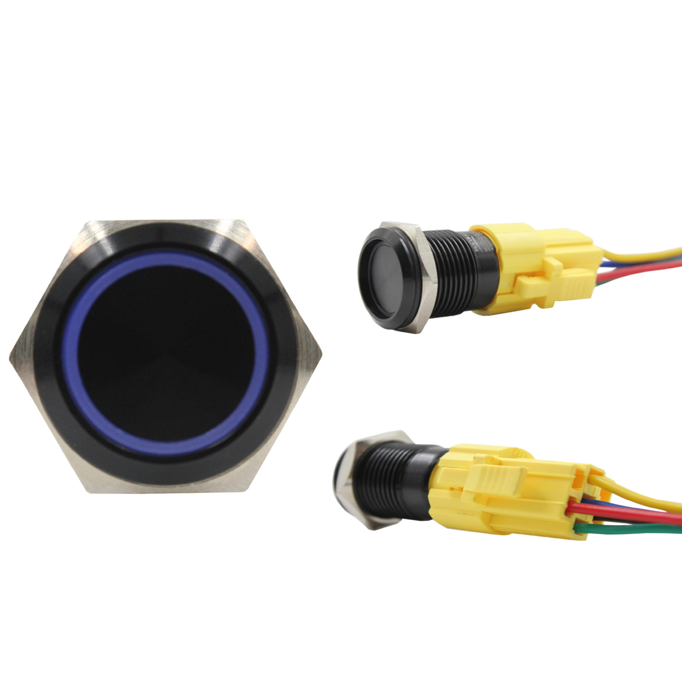16mm Latching Push Button Switch with Blue LED (Pre-Wired)