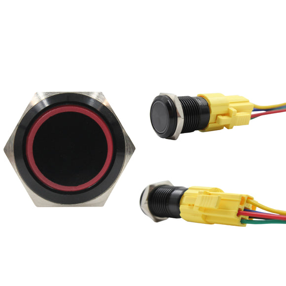 16mm Momentary Push Button Switch with Blue LED (Pre-Wired)