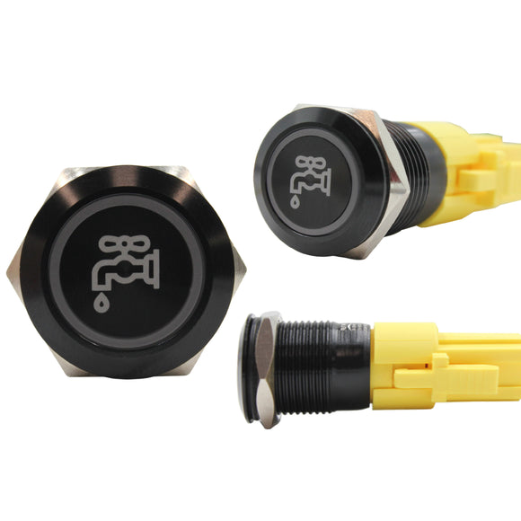 Laser Etched 19mm Push Switch/Blue Ring LED (R19 Series)