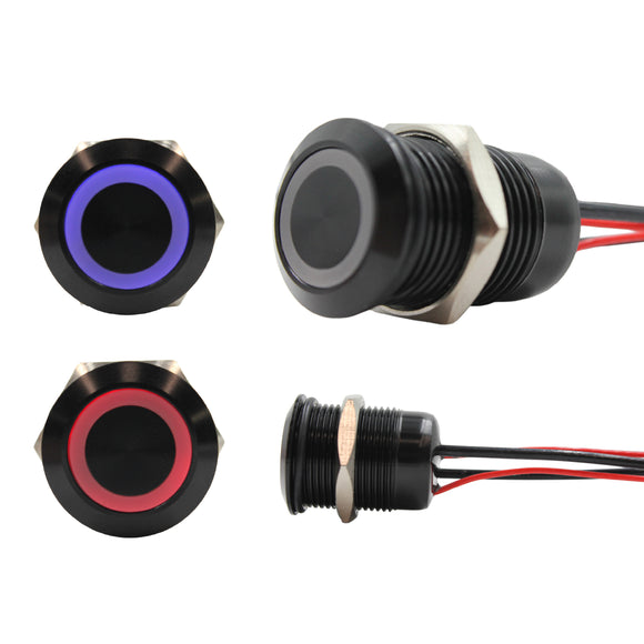 19mm Momentary Push Button Switch with LED (Pre-Wired)