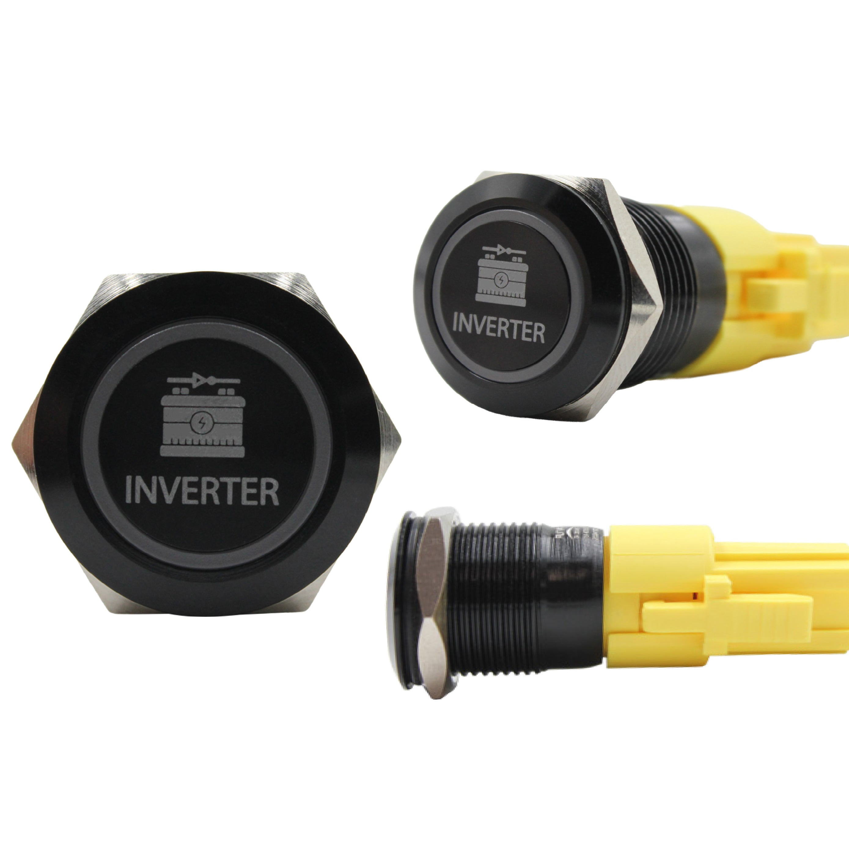 Laser Etched 19mm Push Switch/Green Ring LED (R19 Series)