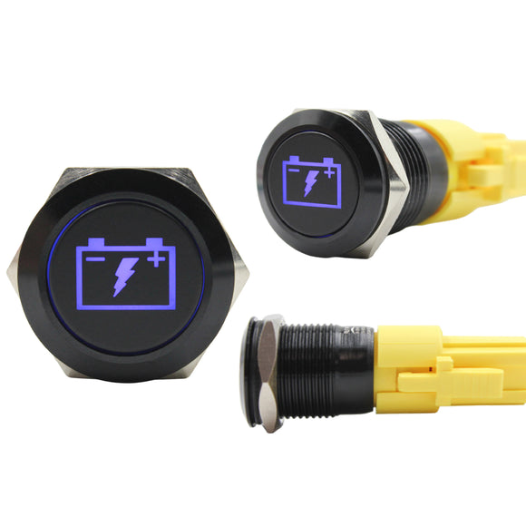 Push Button Switch with Centre Blue LED Battery