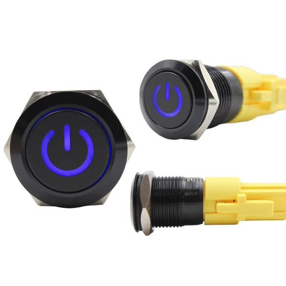 Push Button Switch with Centre Blue LED Power