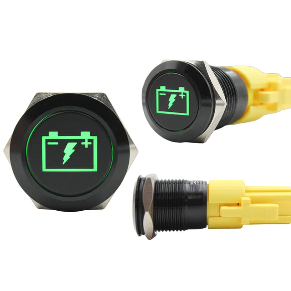 Push Button Switch with Centre Blue LED Battery