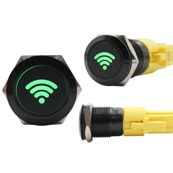 Push Button Switch with Centre Blue LED Cel-fi