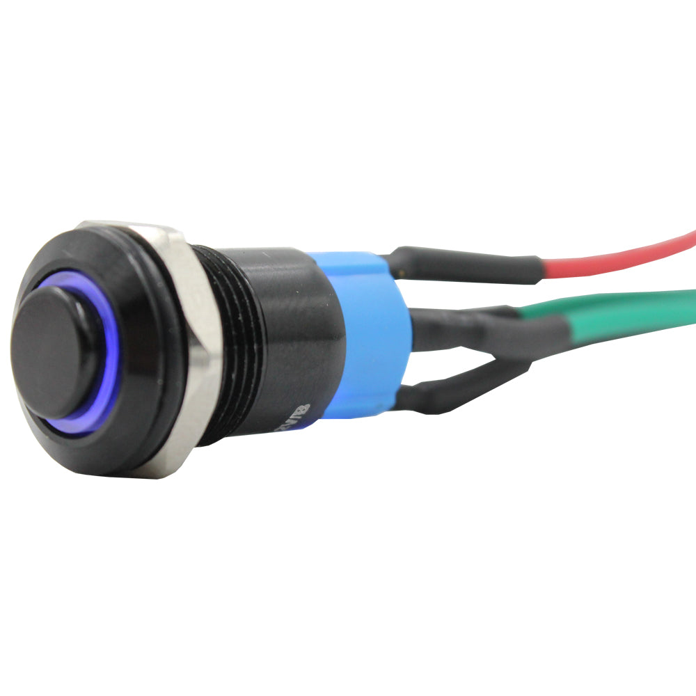 12mm Latching Push Button Switch with LED (Pre-Wired) - 0