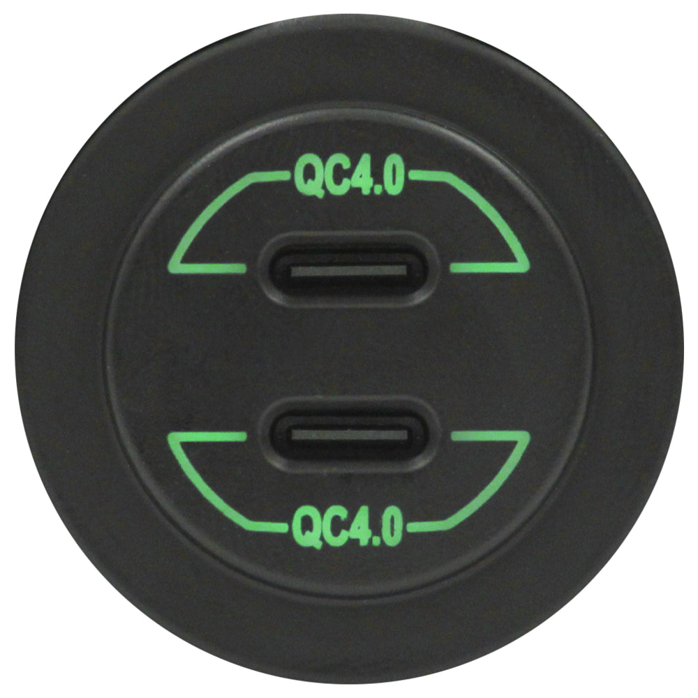 Dual Type-C USB Charger Round No Panel