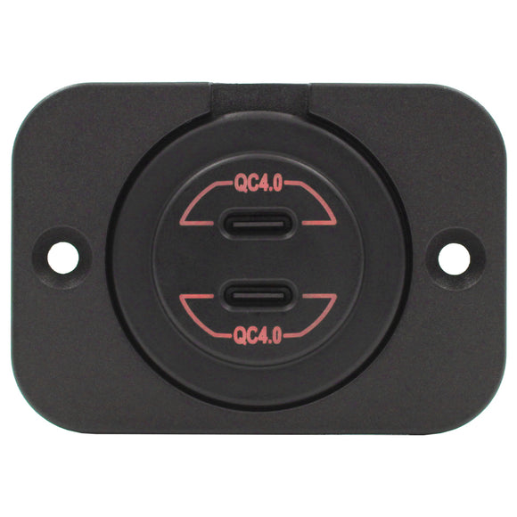 Dual Type-C USB Charger Round Red