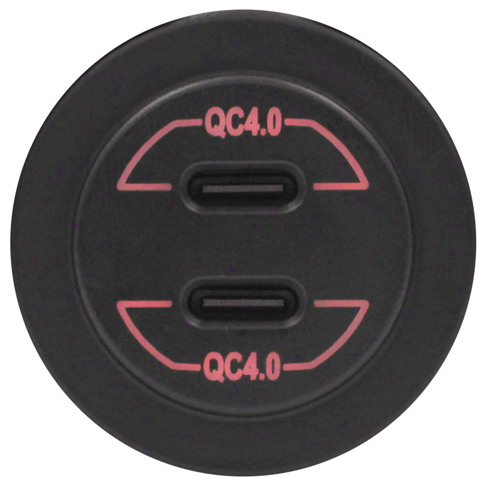 Dual Type-C USB Charger Round No Panel Red